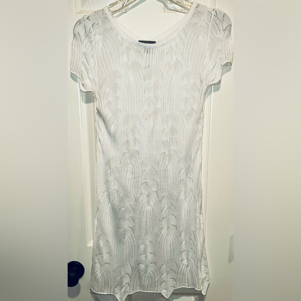 Neiman Marcus White Sleeveless Knit Tank Top Shell M Textured Cable Stitch